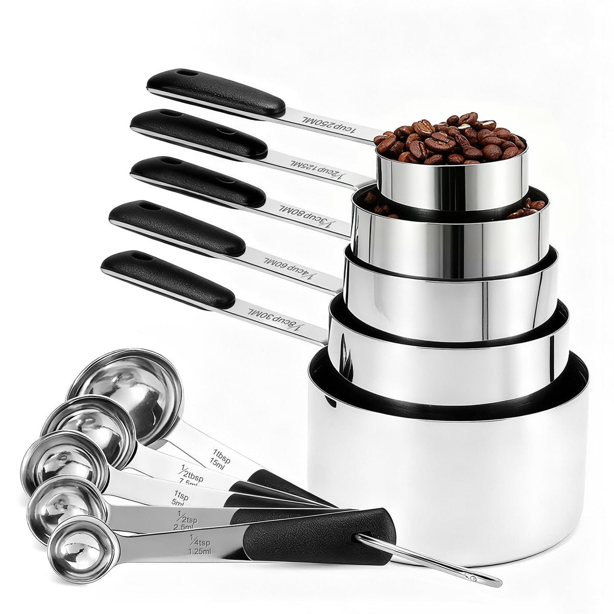 Bopei measuring cups set with one cup size for precise dry and liquid measurements for baking.