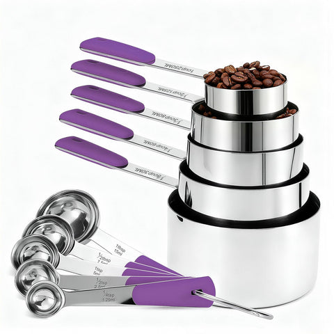 Bopei stainless steel six-piece set offering accurate measurements for dry and liquid ingredients.
