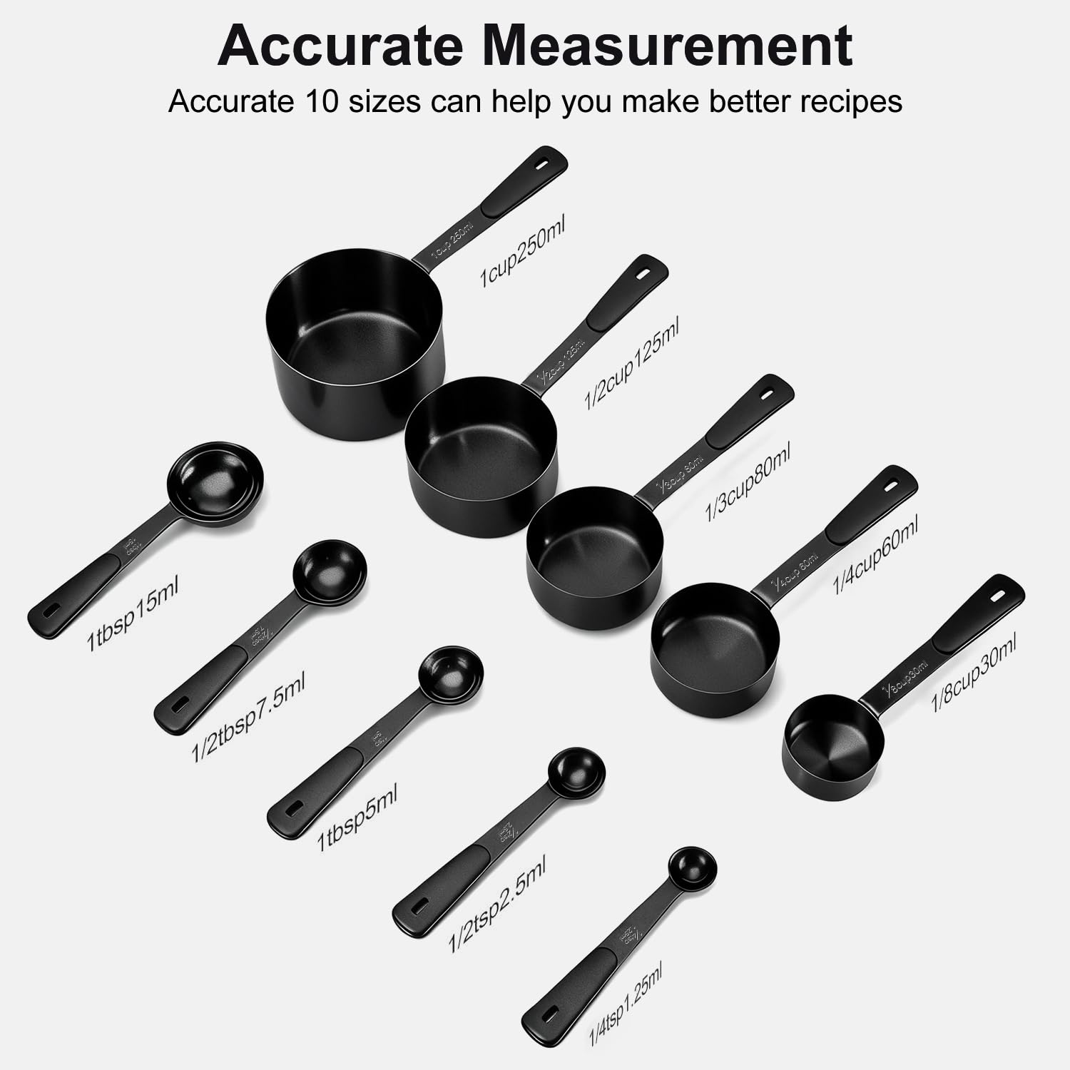 Bopei stackable cups and spoons with storage ring keep kitchen organized