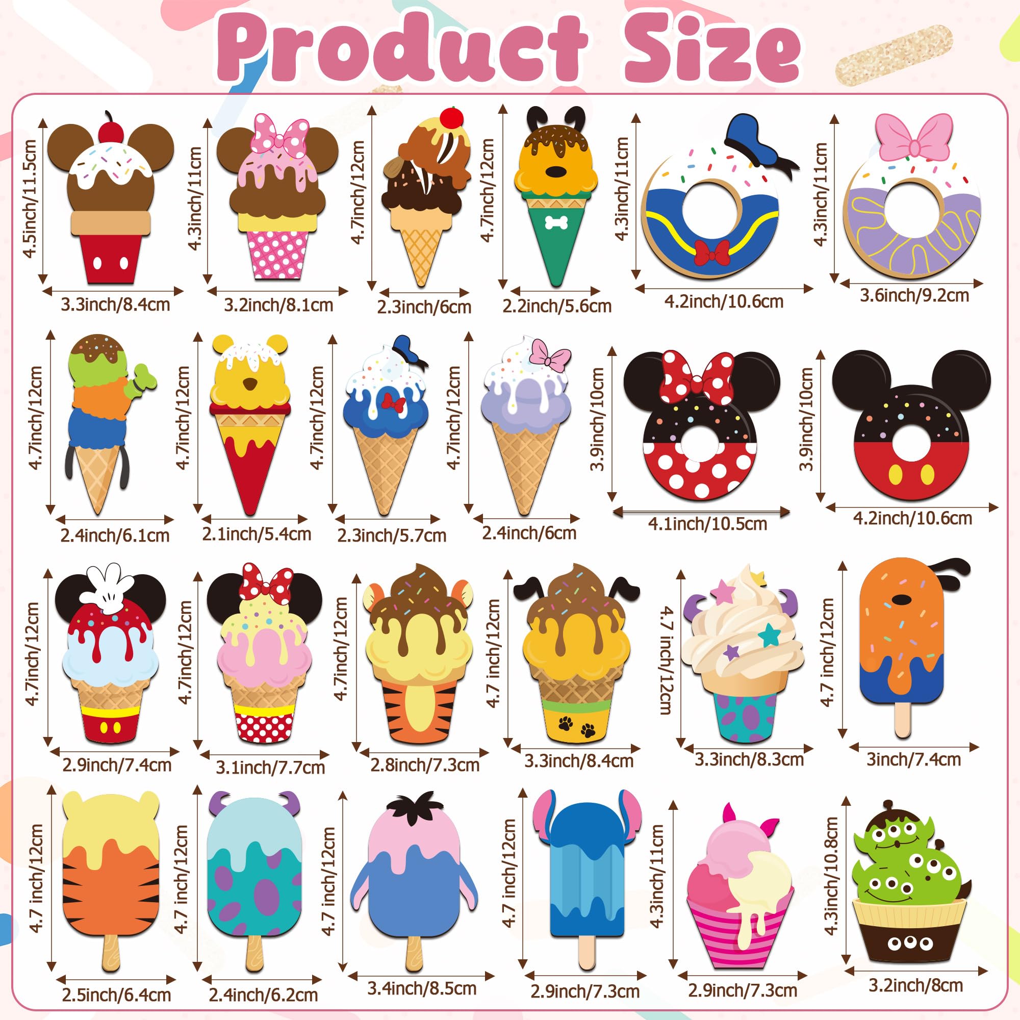 BOpusail ice cream mouse magnets closeup showing vibrant colors for festive decor.