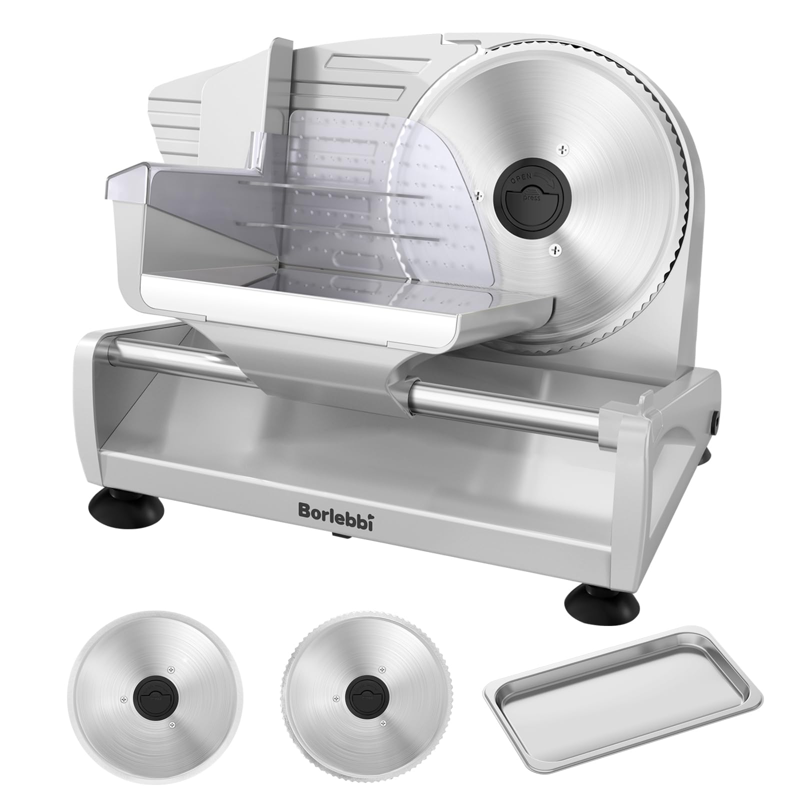 Borlebbi Meat Slicer with quiet 200W DC motor delivering smooth, stable slicing