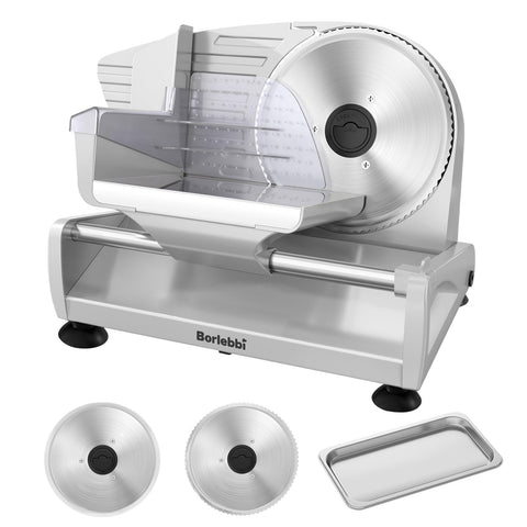 Borlebbi Meat Slicer with quiet 200W DC motor delivering smooth, stable slicing