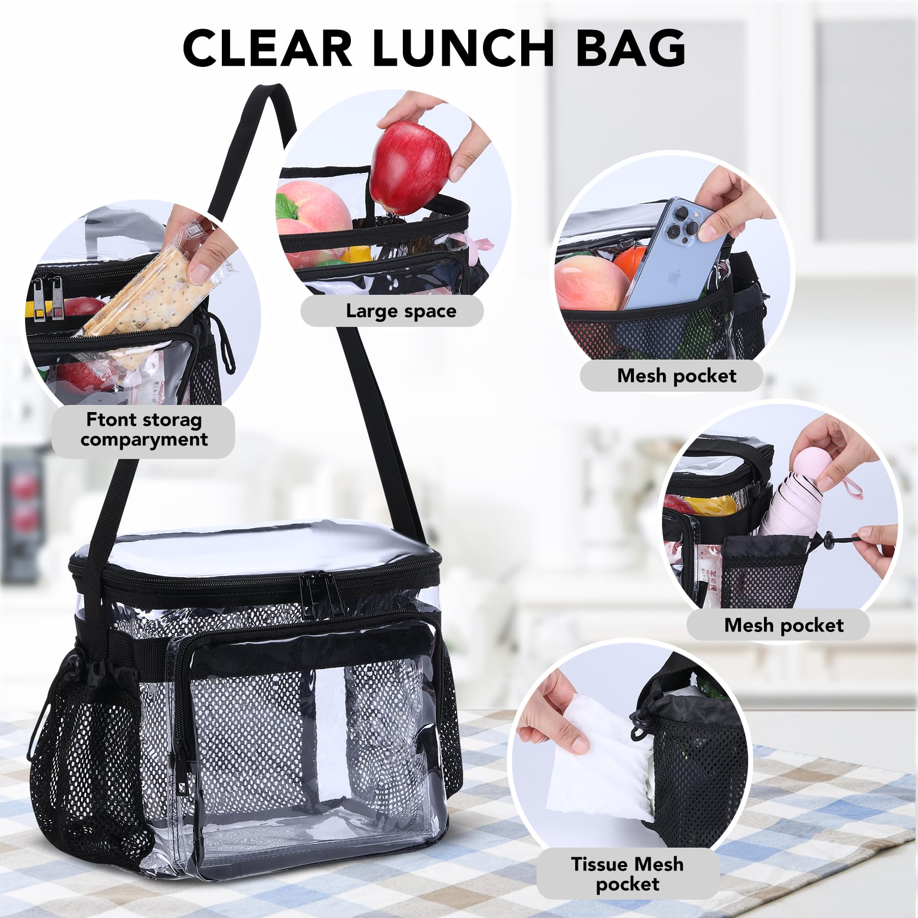 BORMELUN lunch bag open with two compartments demonstrates separation.