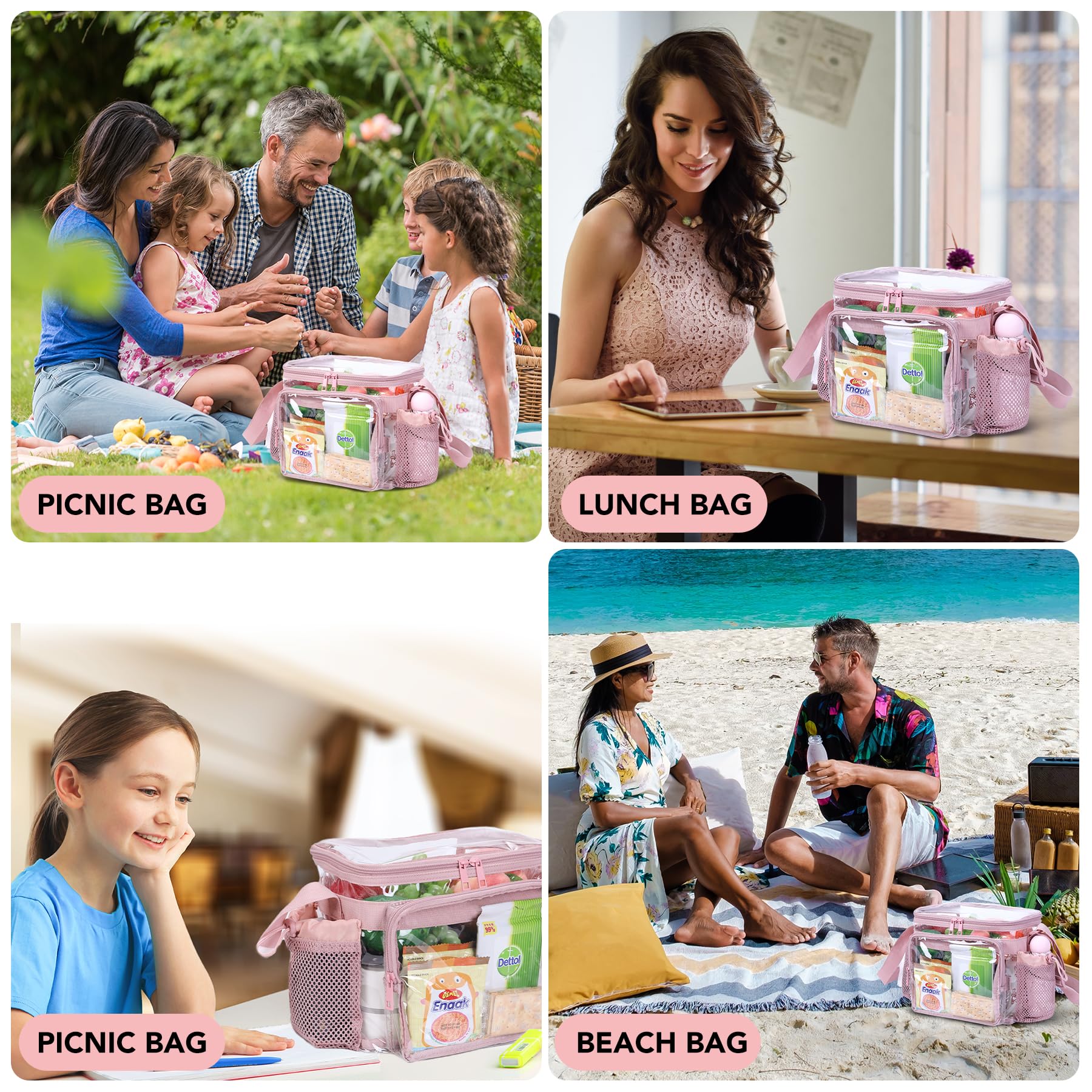 BORMELUN pink care details view, durable handle and reinforced seams