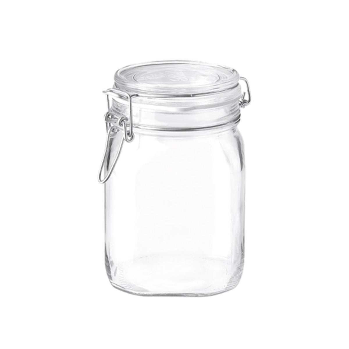 Bormioli Rocco clear glass jar with wide mouth for easy filling and quick access