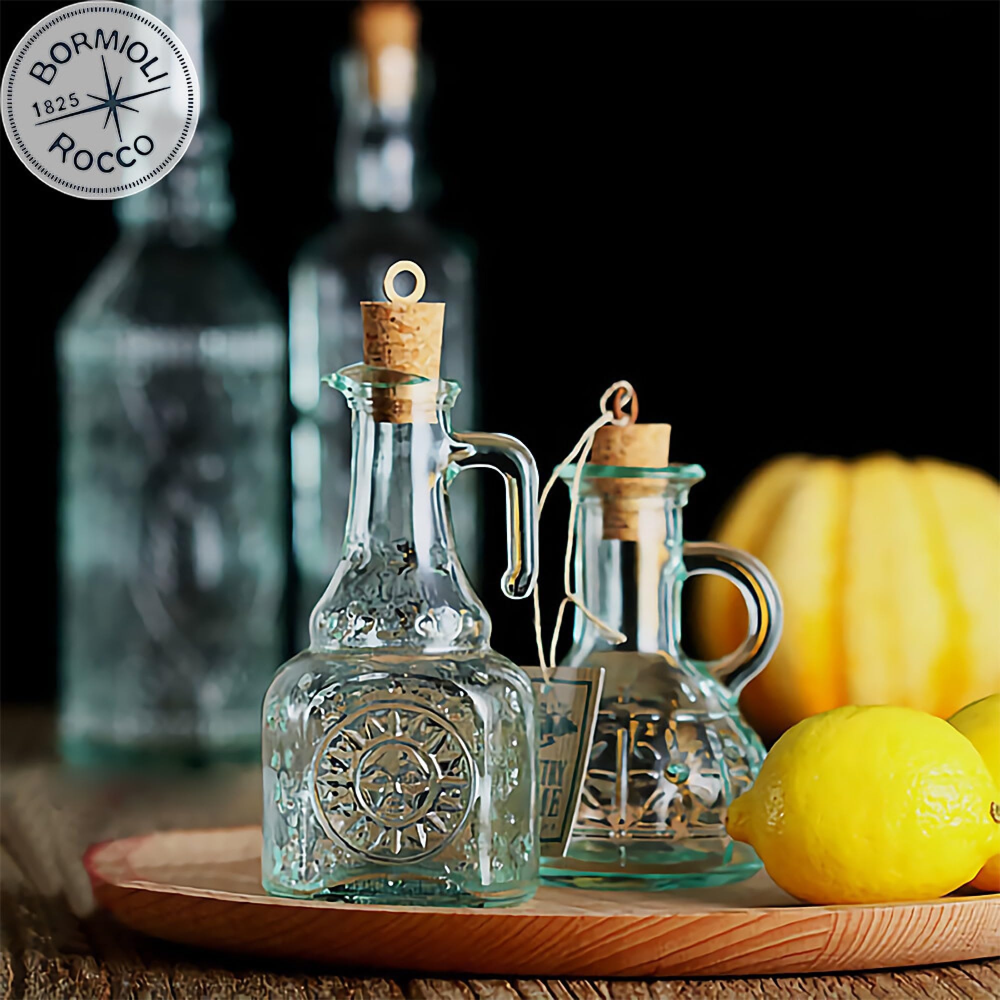 Elegant table display featuring the Olivia oil cruet as a decorative centerpiece.