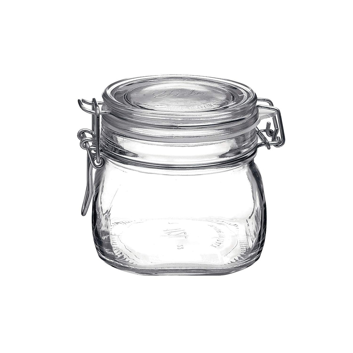 Bormioli Rocco Fido 17.5 oz wide-mouth glass jar, easy to fill.