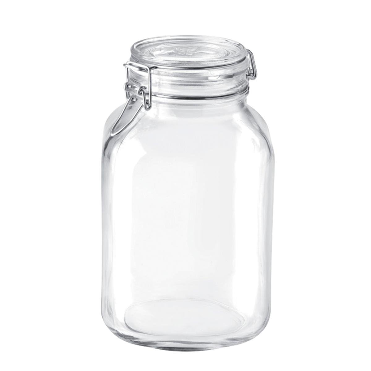Bormioli Rocco Fido 3L jar front view with airtight clamp seal for pantry storage