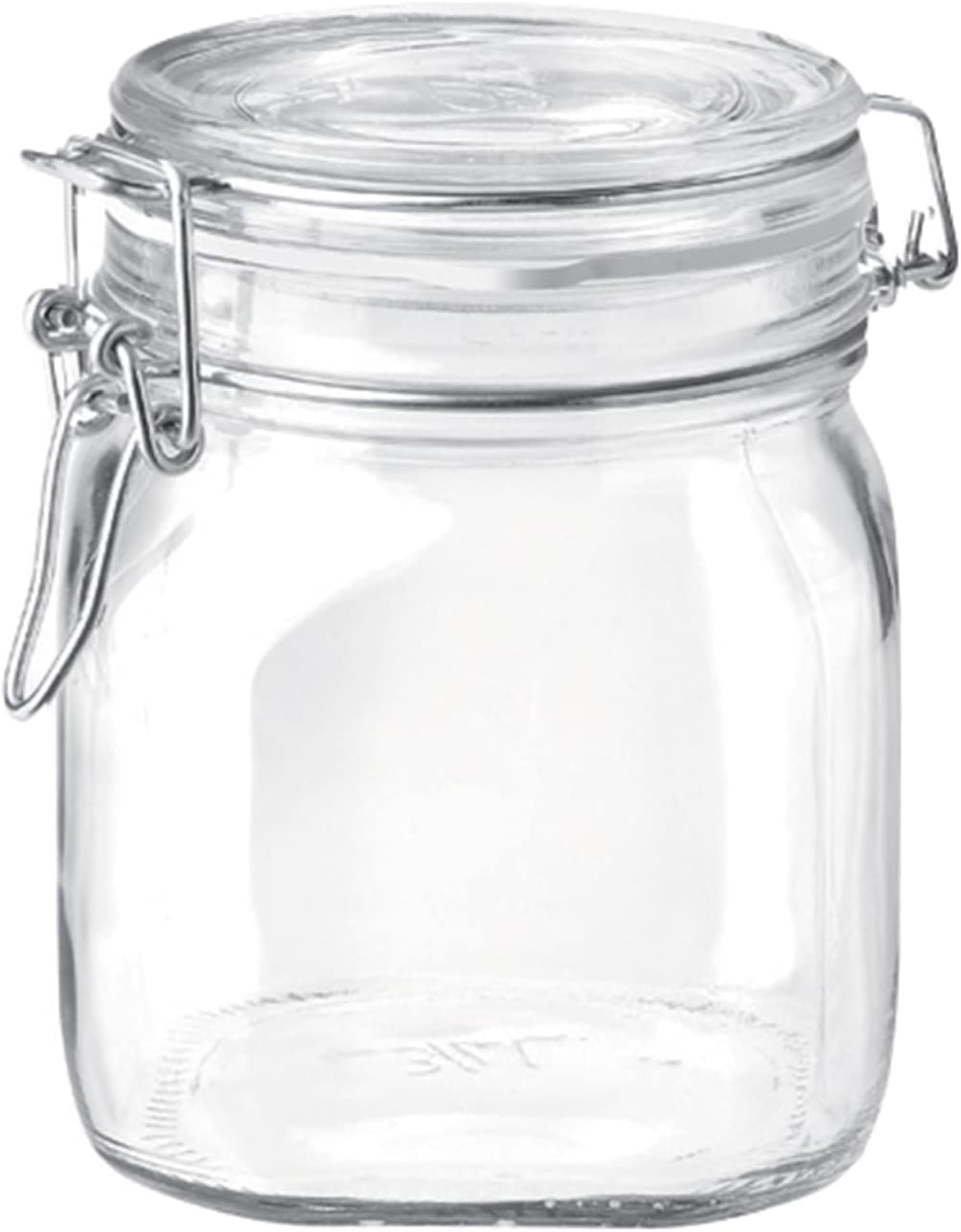 Bormioli Rocco Fido jar with airtight clamp for secure storage and clear visibility.