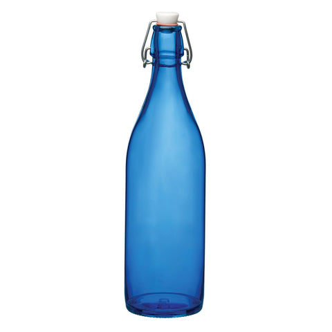 Bormioli Rocco Giara bottle with clamp lid showing secure seal for fresh storage.