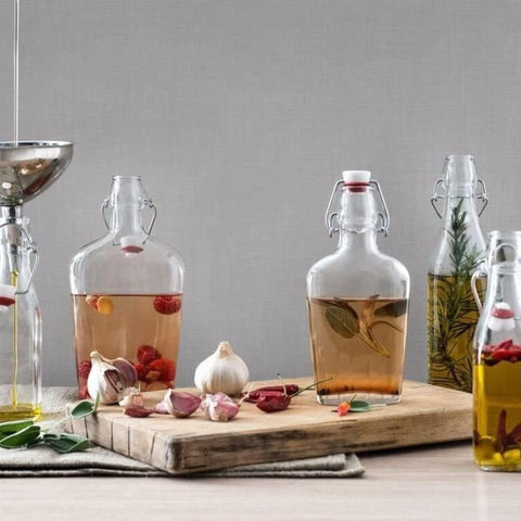 Bormioli Rocco bottle storing juices and tonics in a fridge