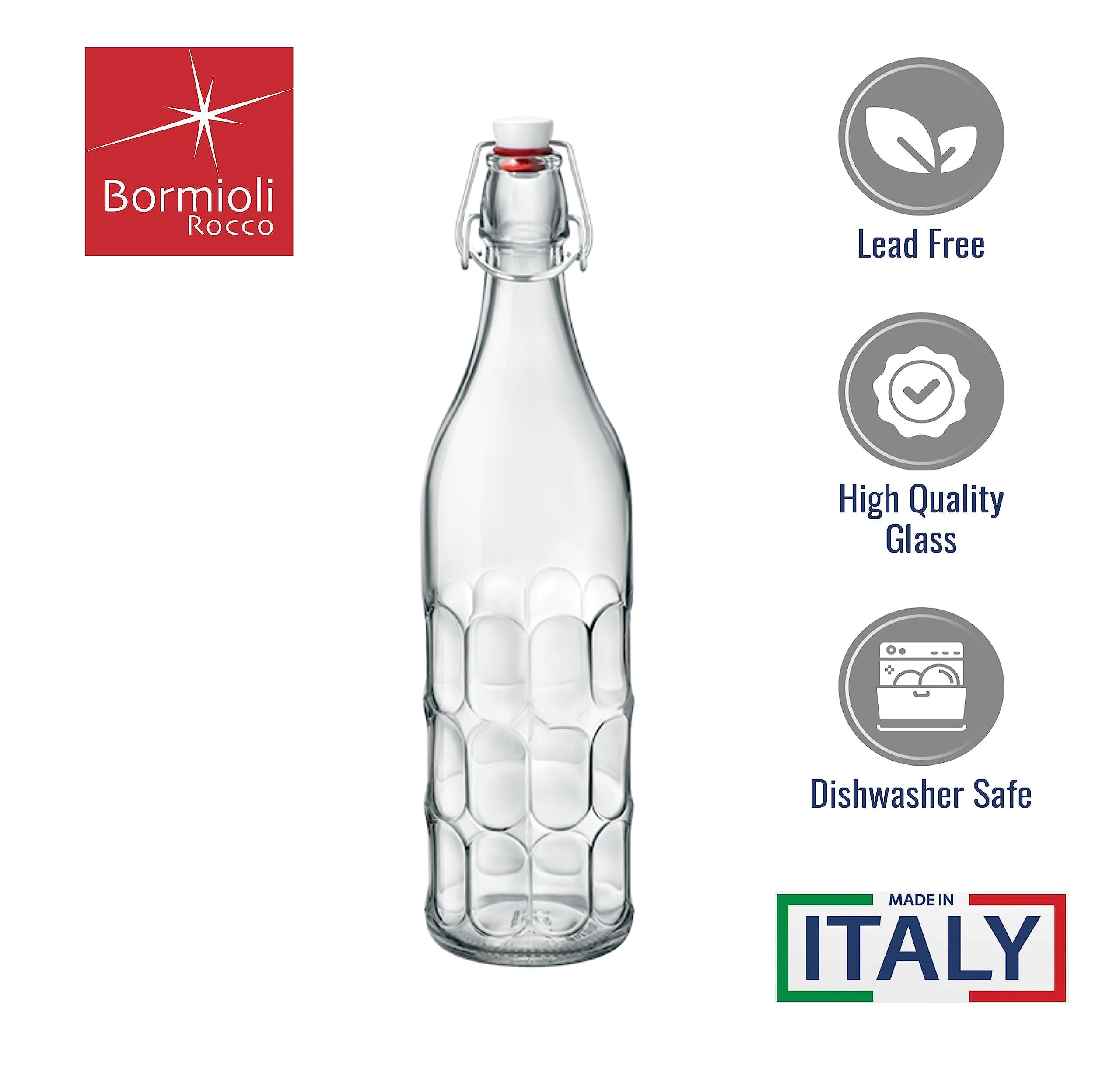 Bormioli Rocco Moresca bottle suitable for infusions and syrups on the counter.