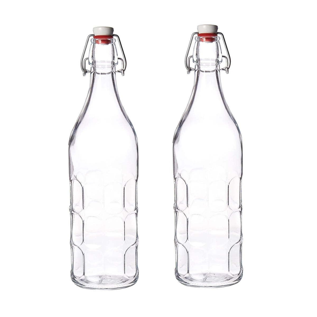 Bormioli Rocco Moresca bottle with vintage embossed design for oils and display.