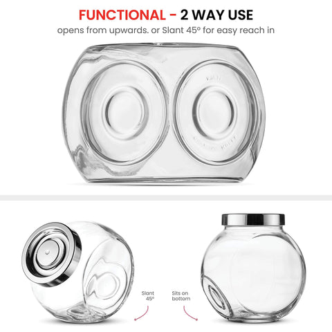 Pandora jar wide opening for easy refills and quick access to stored treats.