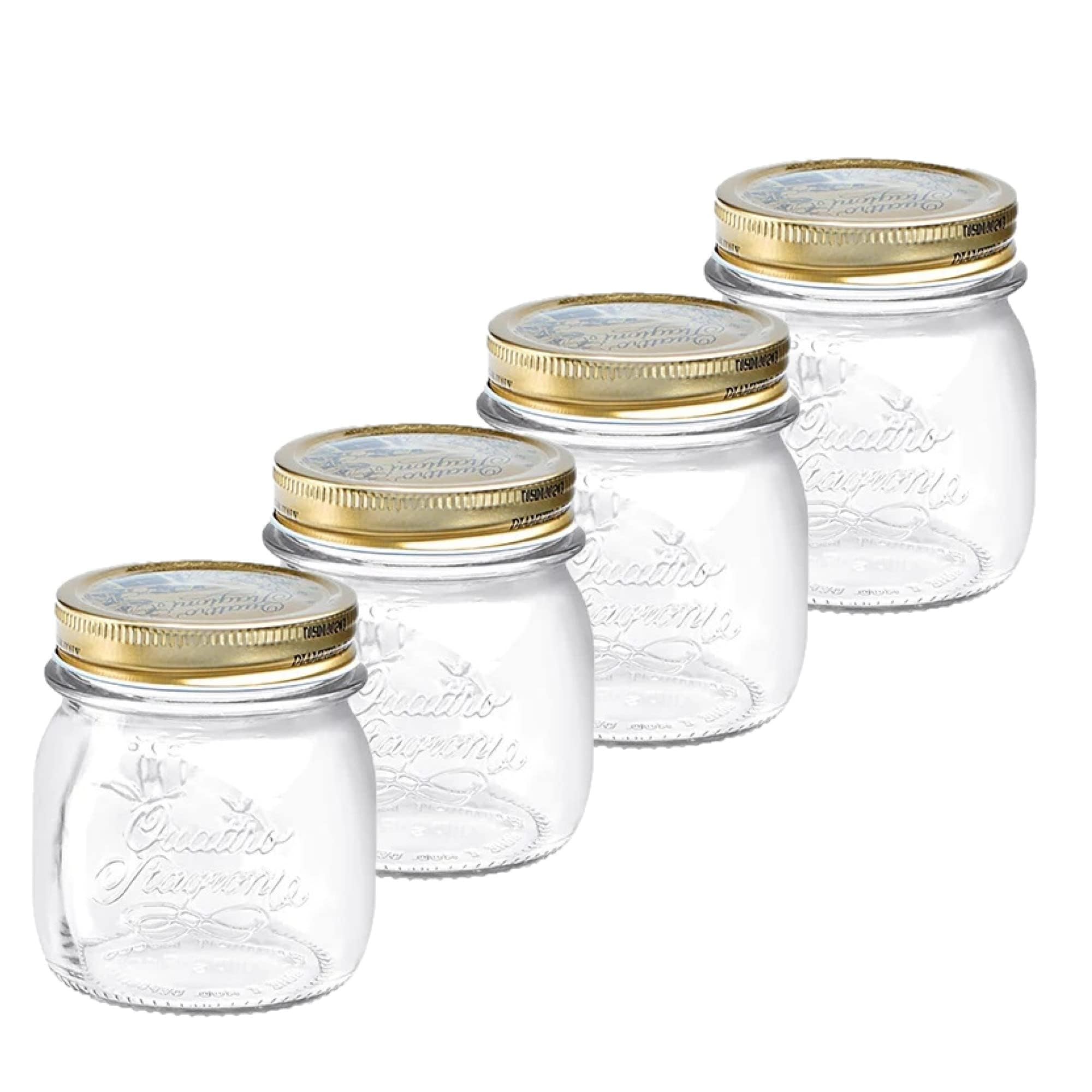 Bormioli Rocco Quattro Stagioni 8.5oz jars set for home canning and storage.