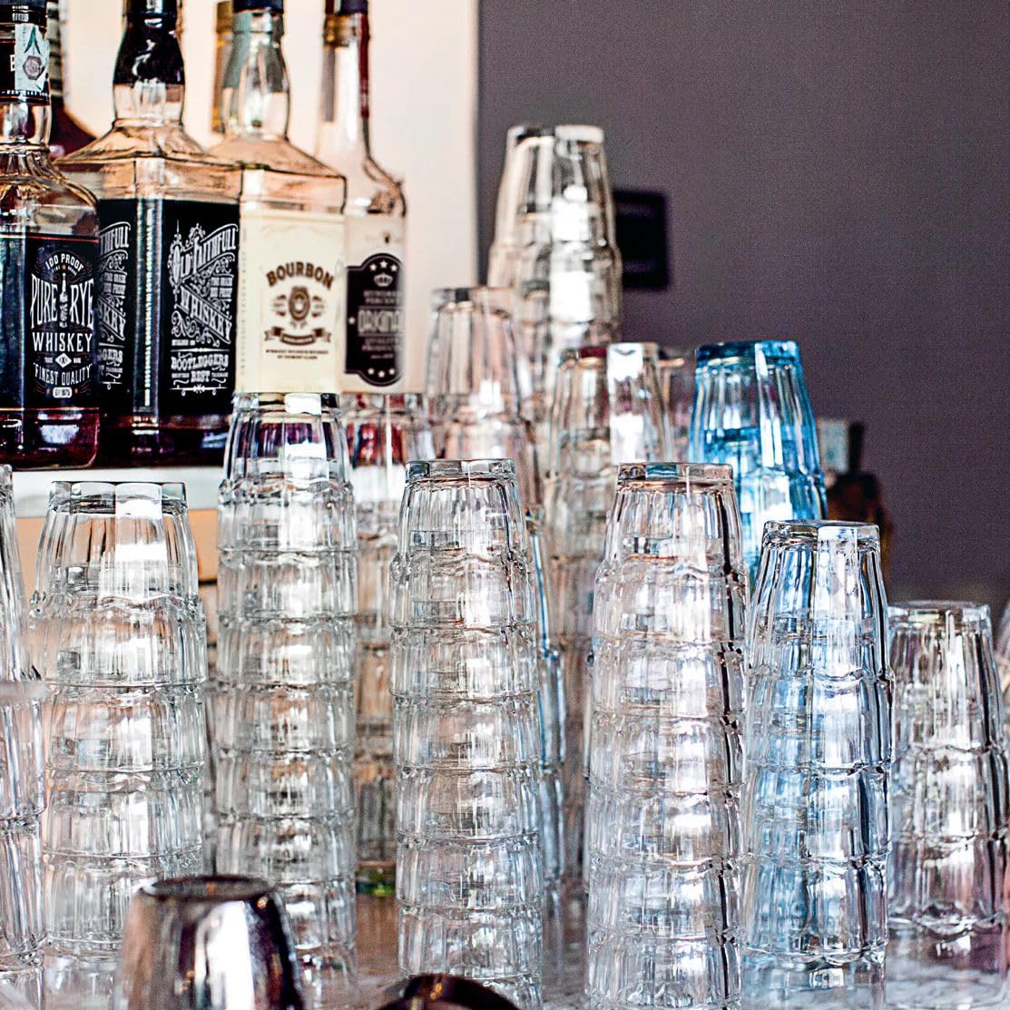 Rock Bar glass in action for cocktails and desserts.