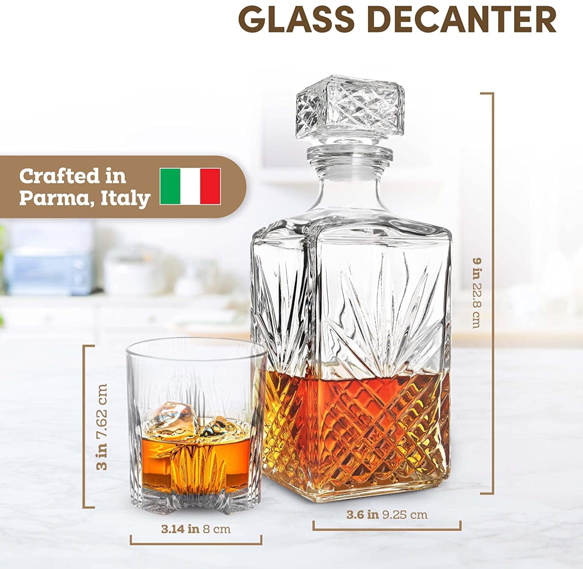 Bormioli Rocco Selecta decanter shows airtight lid preserving aroma between pours