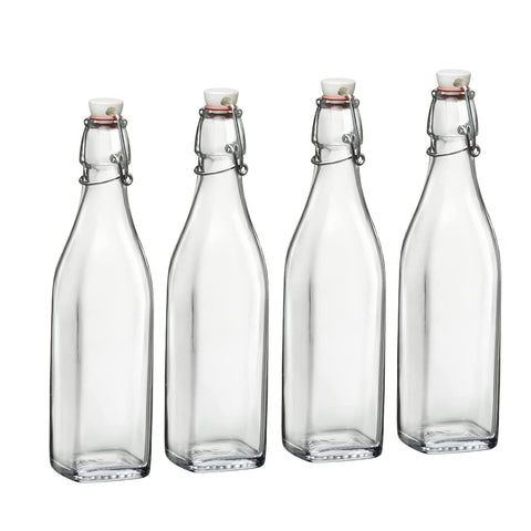 Bormioli Rocco Swing Bottle pour feature enables smooth syrups and juices.