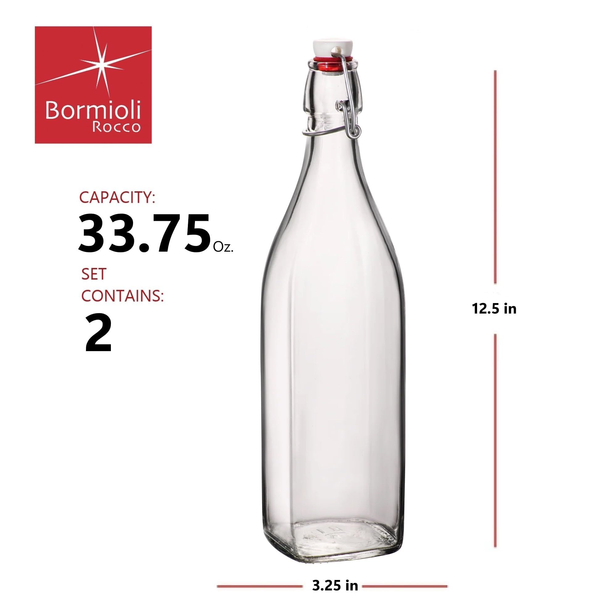 Bormioli Rocco Swing Bottle in kitchen with fresh drink contents