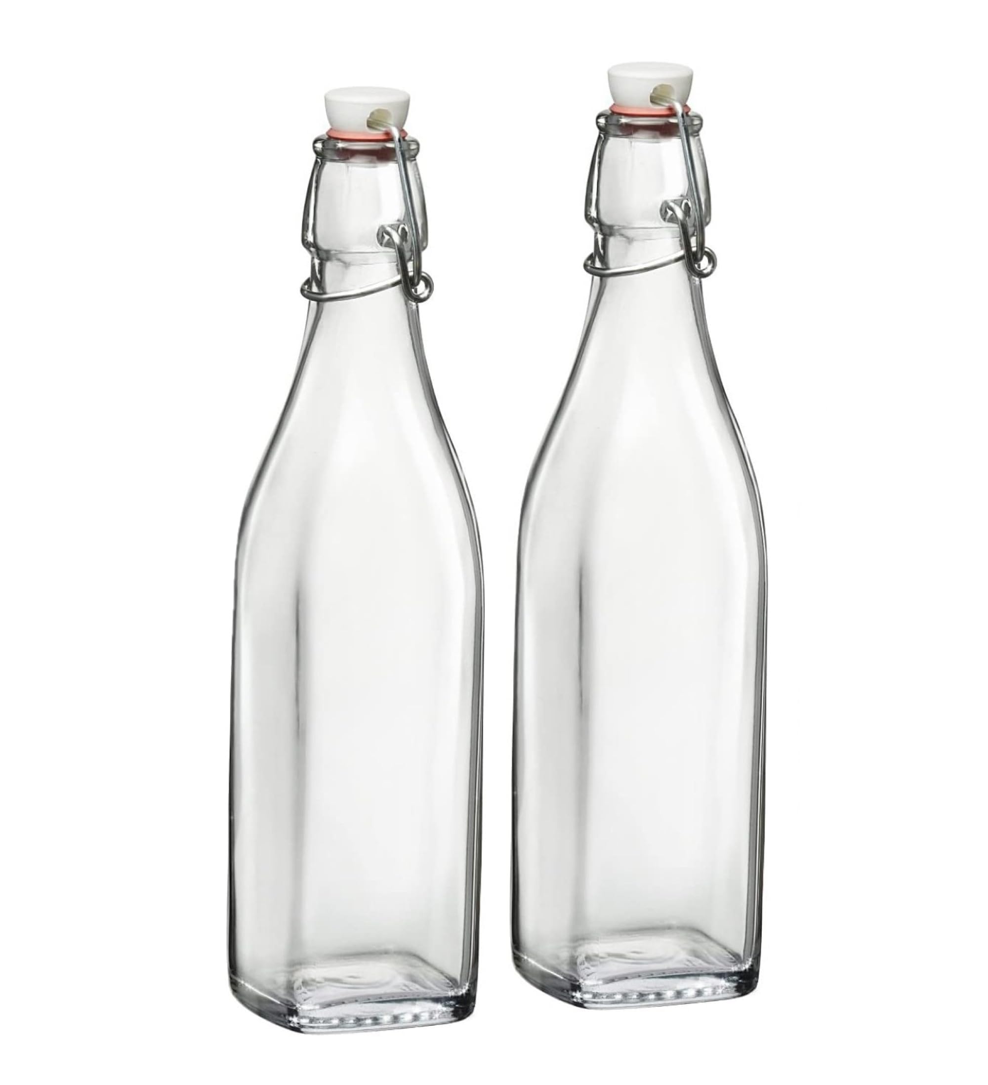 Bormioli Rocco Swing Top Bottle 17oz set with closure for spill-free storage.