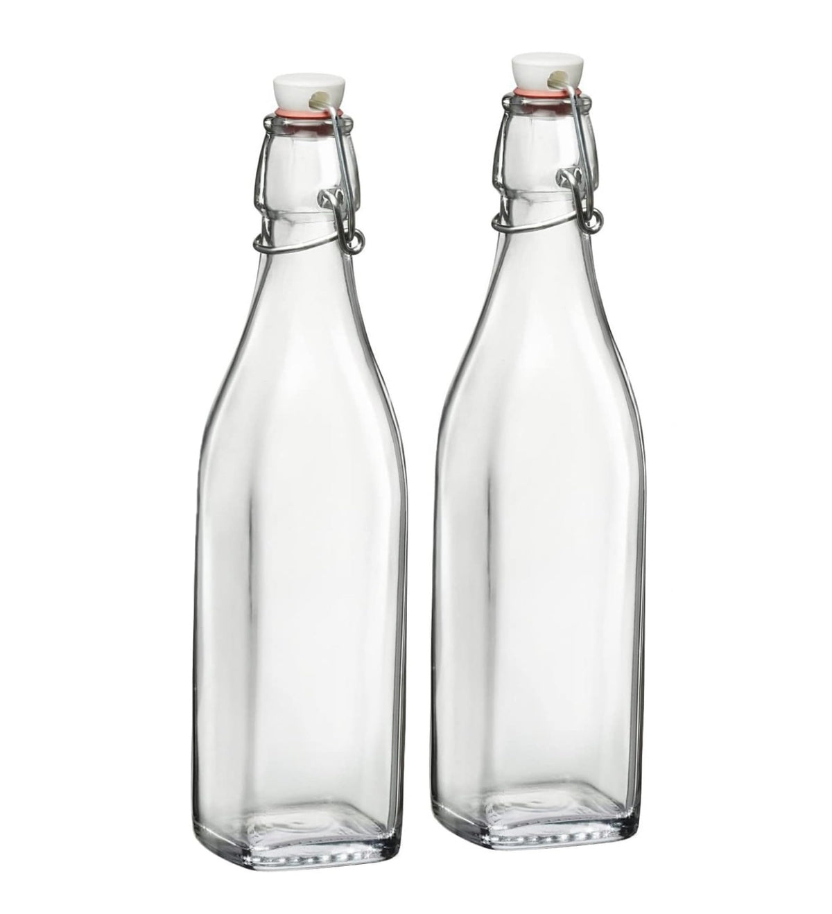 Bormioli Rocco Swing Top Bottle 17oz set with closure for spill-free storage.