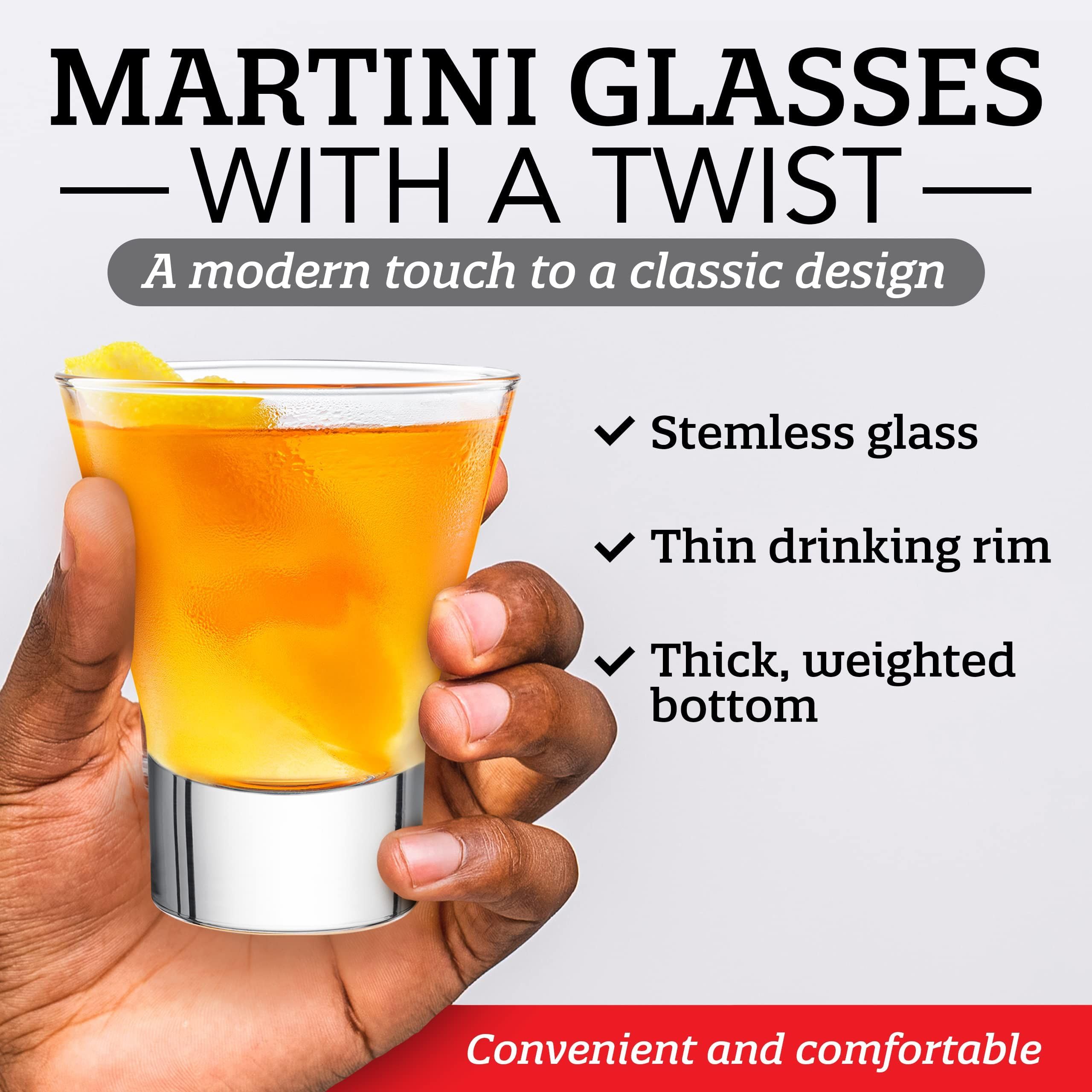 Bormioli Rocco Ypsilon glass with 3.5-inch diameter and 4.25-inch height, balanced for classic drinks.