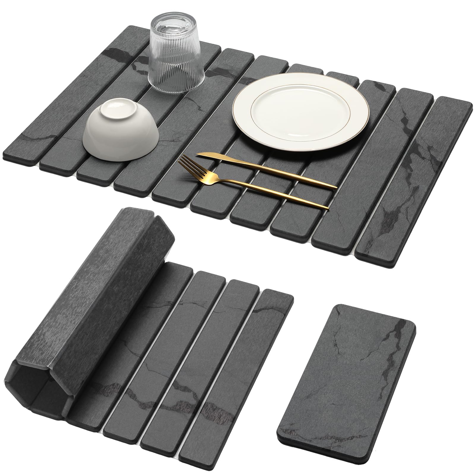 Bornerwhite large stone drying mat with marble pattern for quick countertop drying