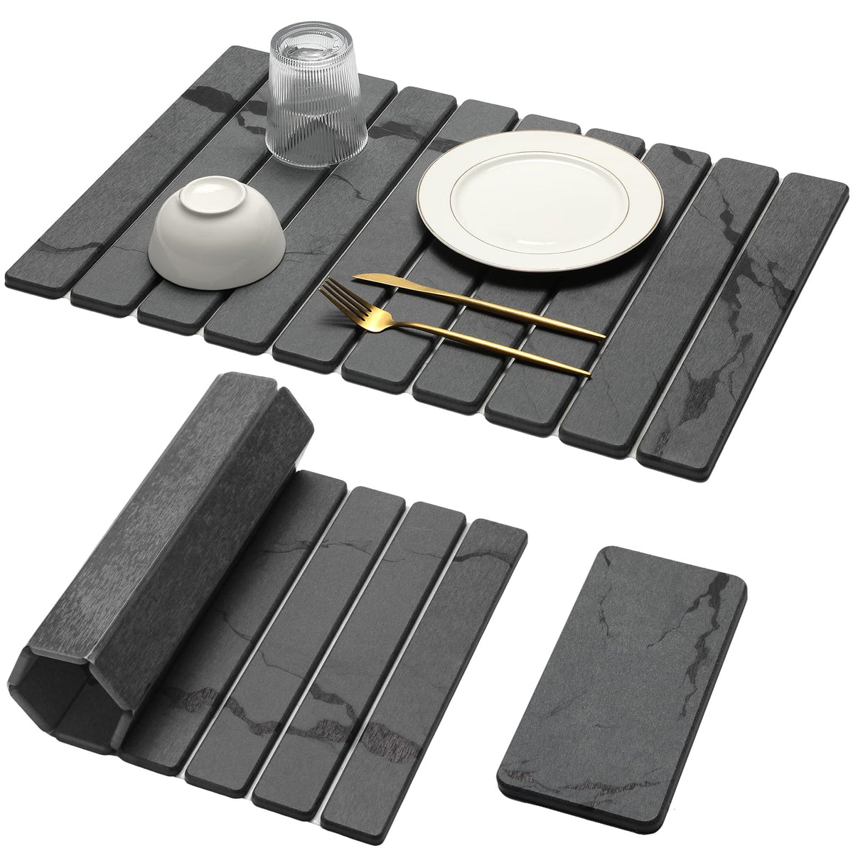 Bornerwhite large stone drying mat with marble pattern for quick countertop drying