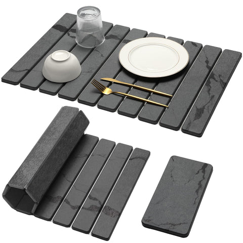 Bornerwhite large stone drying mat with marble pattern for quick countertop drying