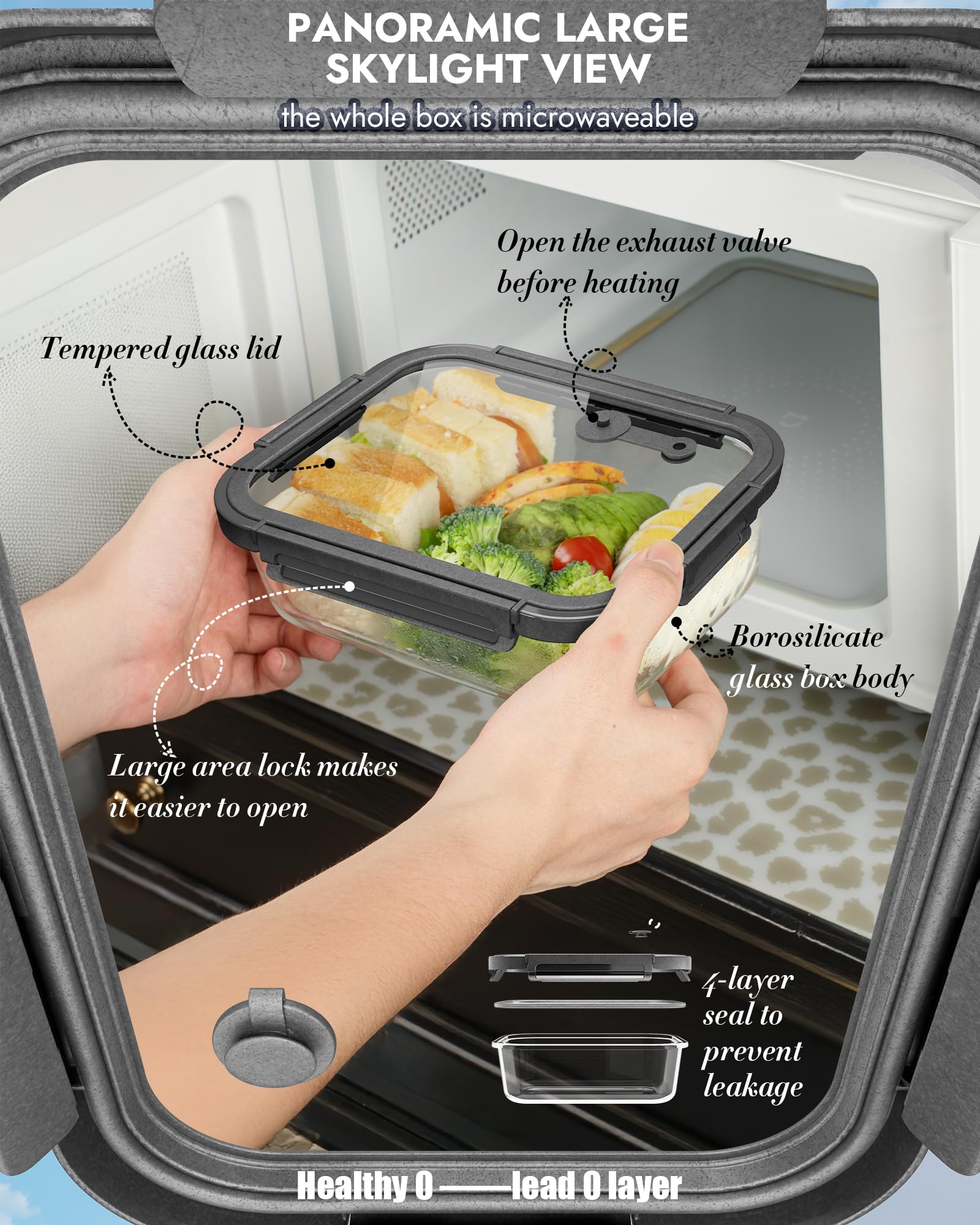 BOROHOUSE 12-pack rectangular 1000ml containers great for bulk meals.