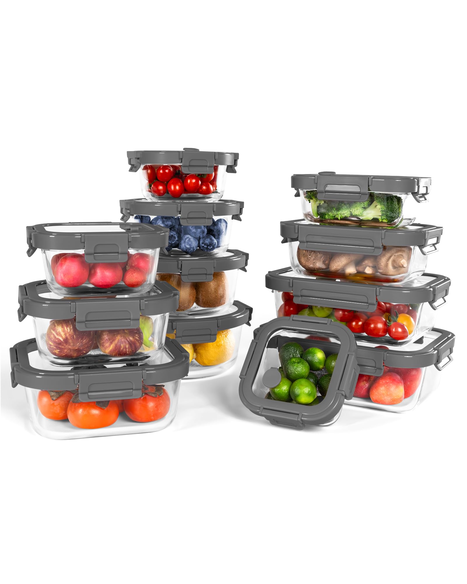 BOROHOUSE 12-pack rectangular 370ml containers for compact meal prep and freshness.