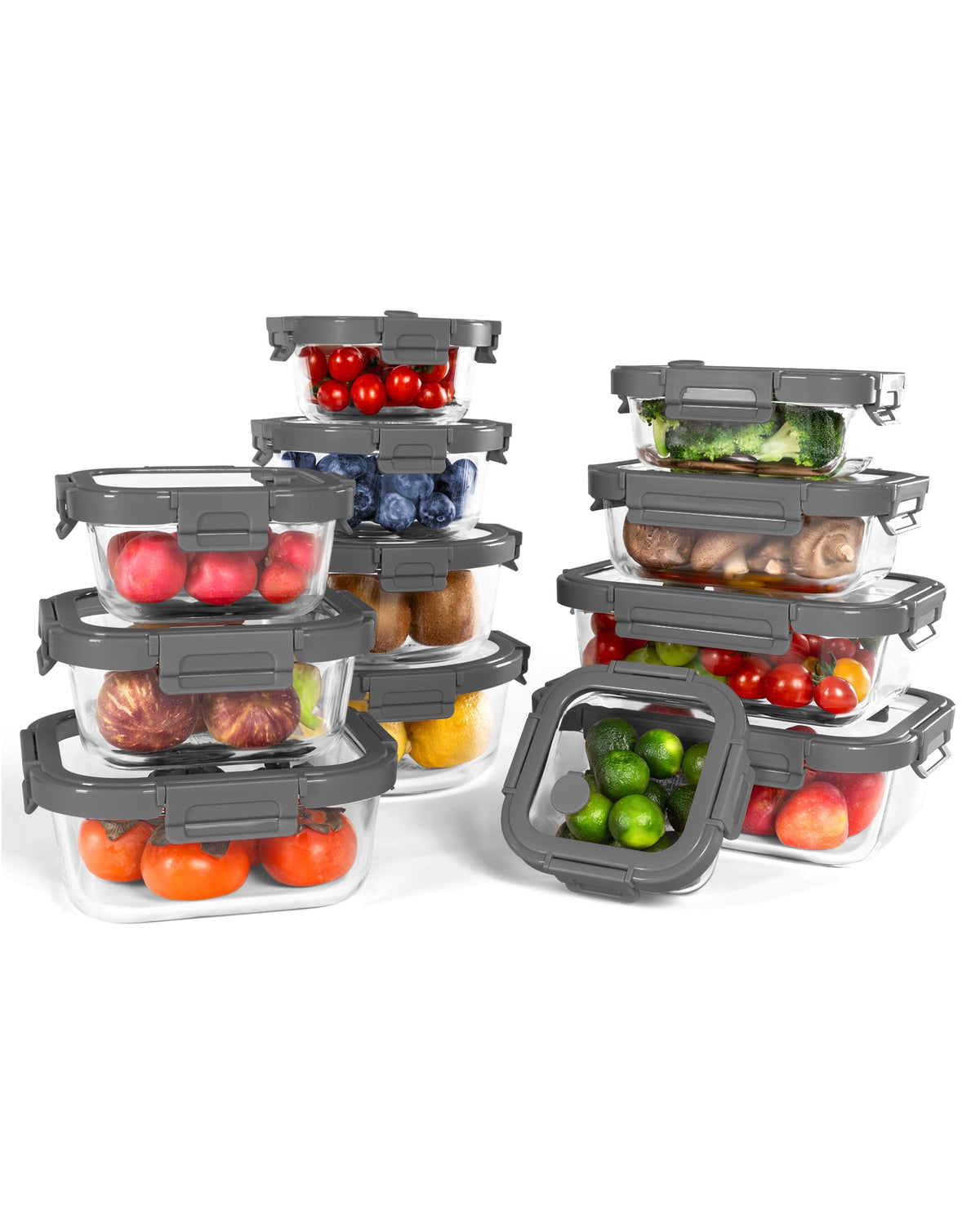 BOROHOUSE 12-pack rectangular 370ml containers for compact meal prep and freshness.