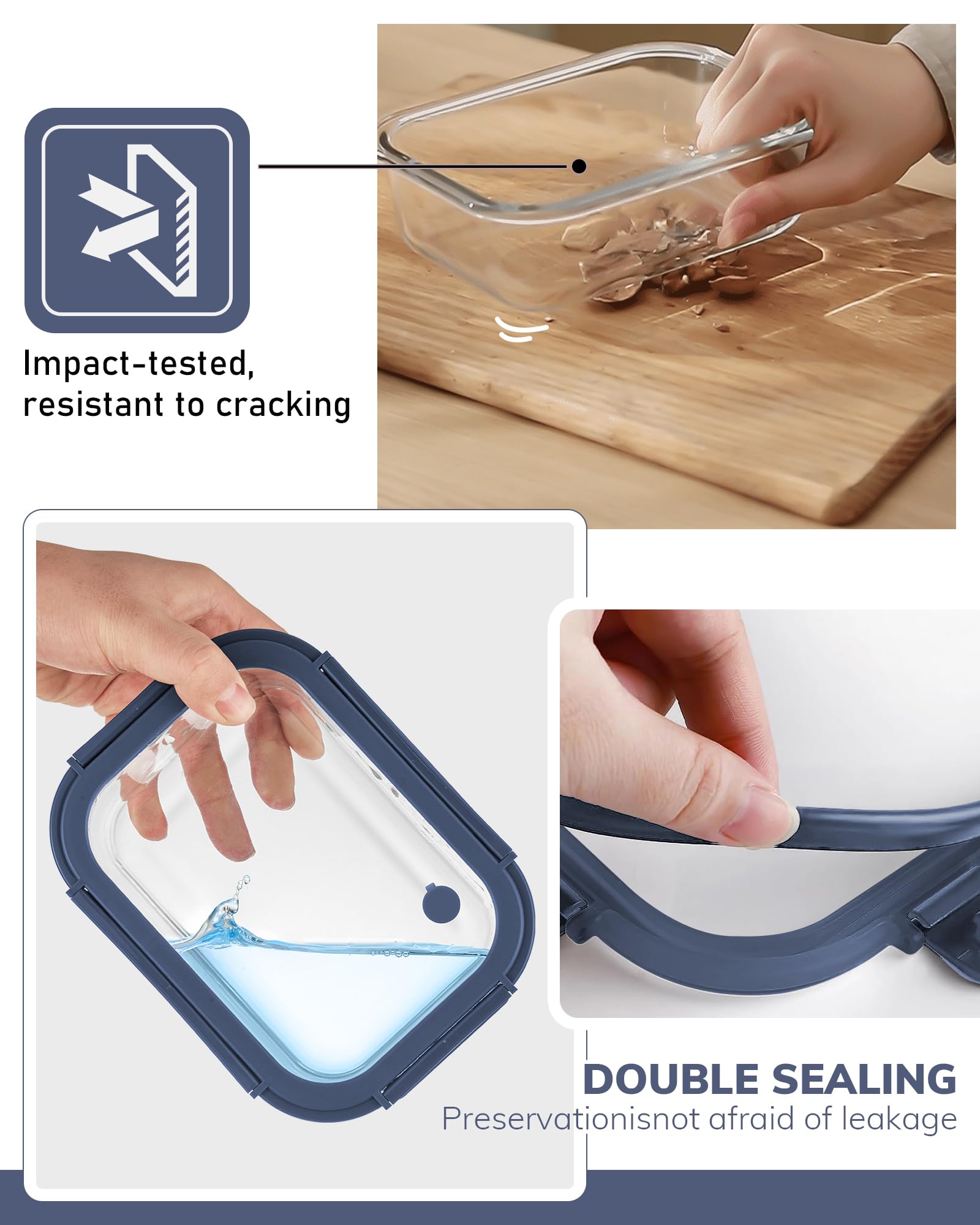 BOROHOUSE airtight snap-lock lids resist warping and seal freshness.