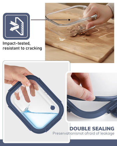BOROHOUSE airtight snap-lock lids resist warping and seal freshness.