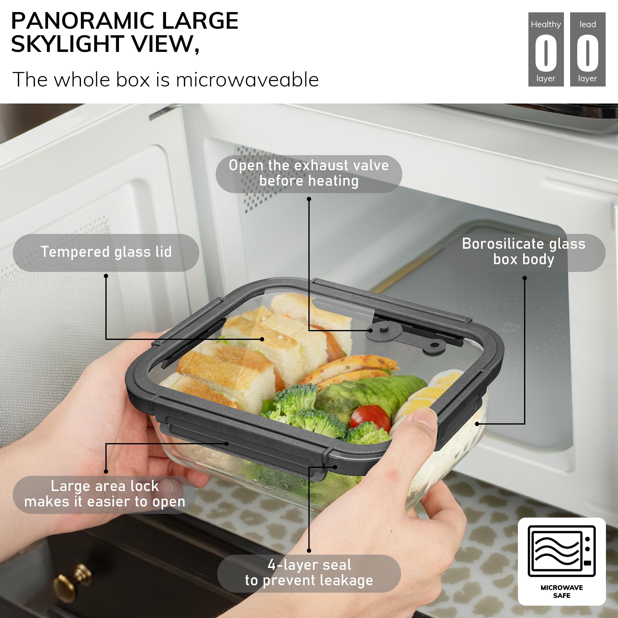 BOROHOUSE containers safe for freezer and microwave reheating.