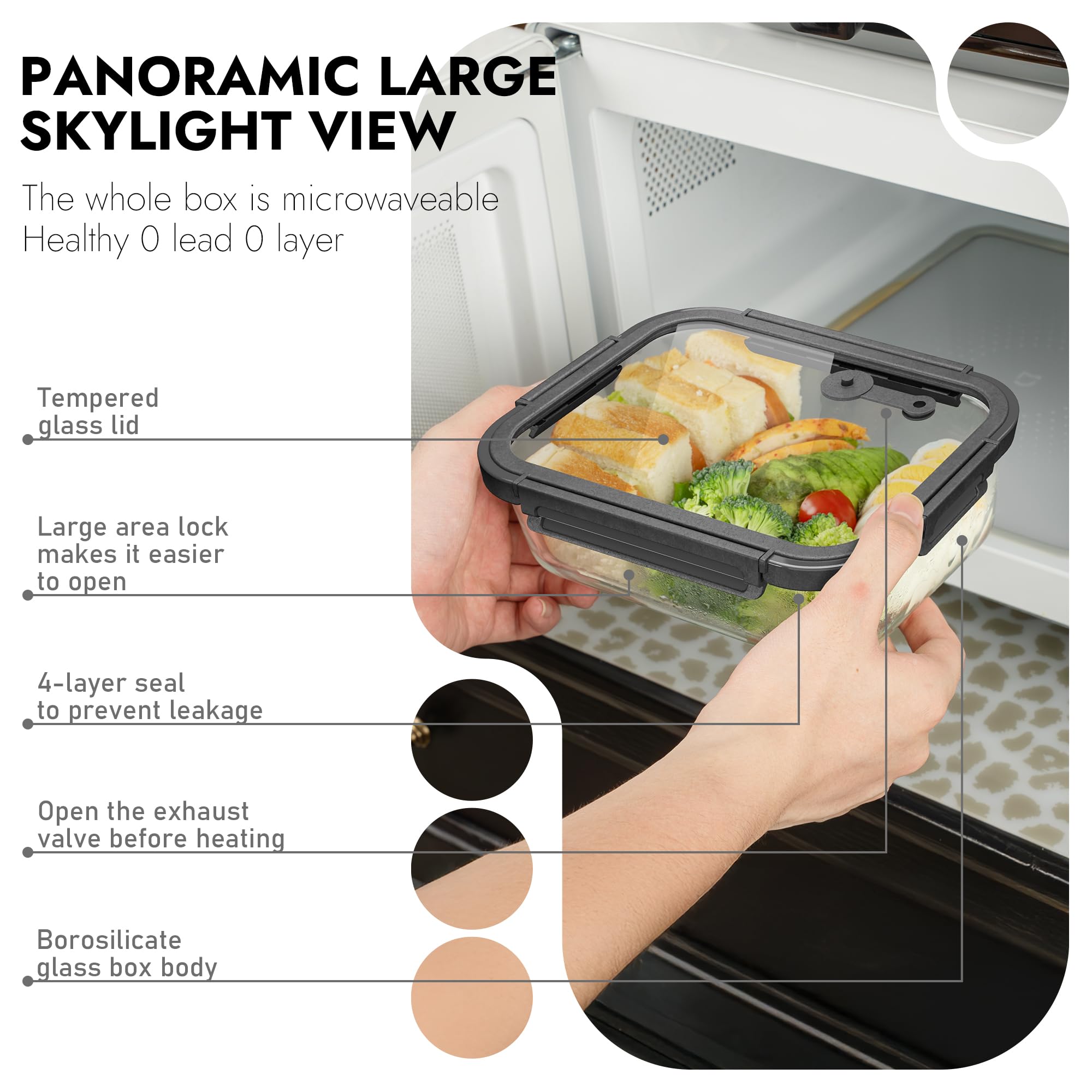 Oven, microwave, and freezer safe BOROHOUSE glass storage in use.