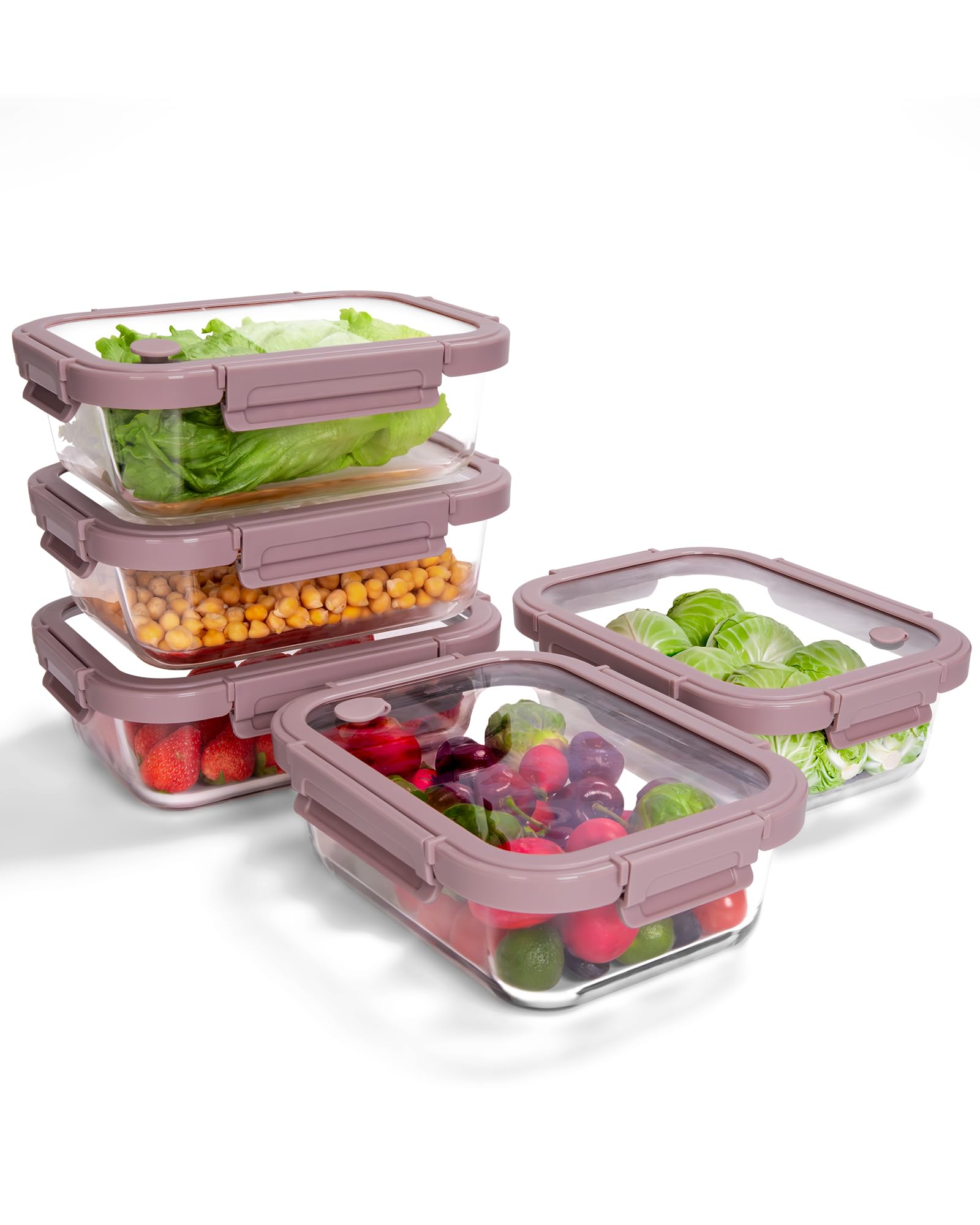 BOROHOUSE pink 5-pack containers with lids for meal prep