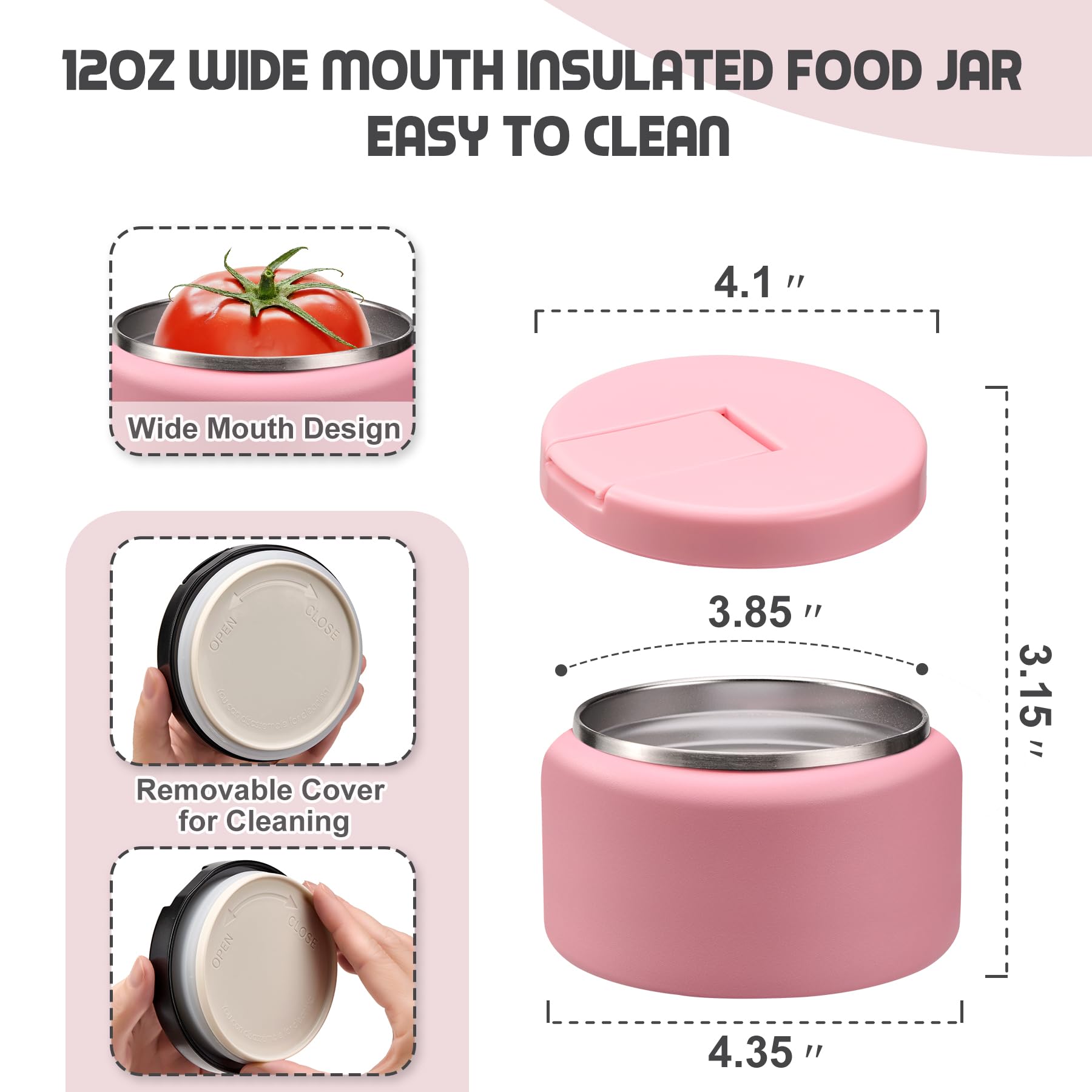 BOSEDSANG 13.5oz capacity holds more kid portions for school or outings.
