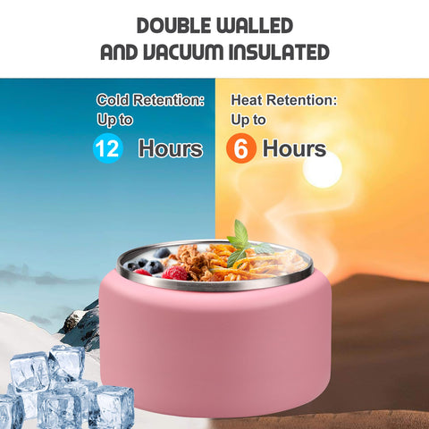 BOSEDSANG insulated 18/8 stainless interior keeps meals warm or cold for hours.