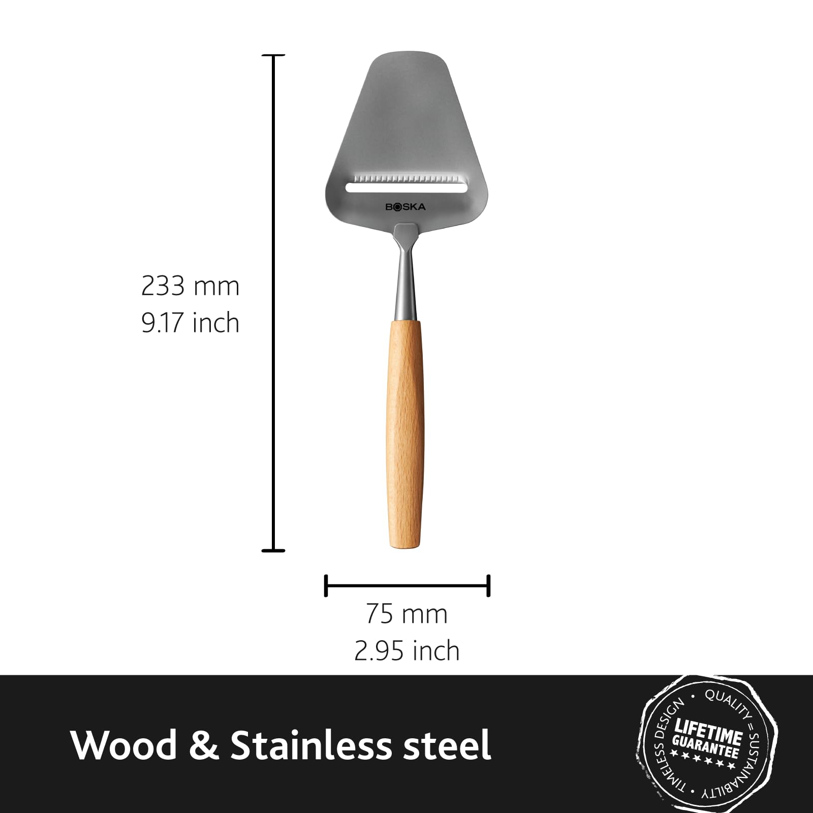 Stainless steel blade in Boska Amigo for durable, sharp cuts