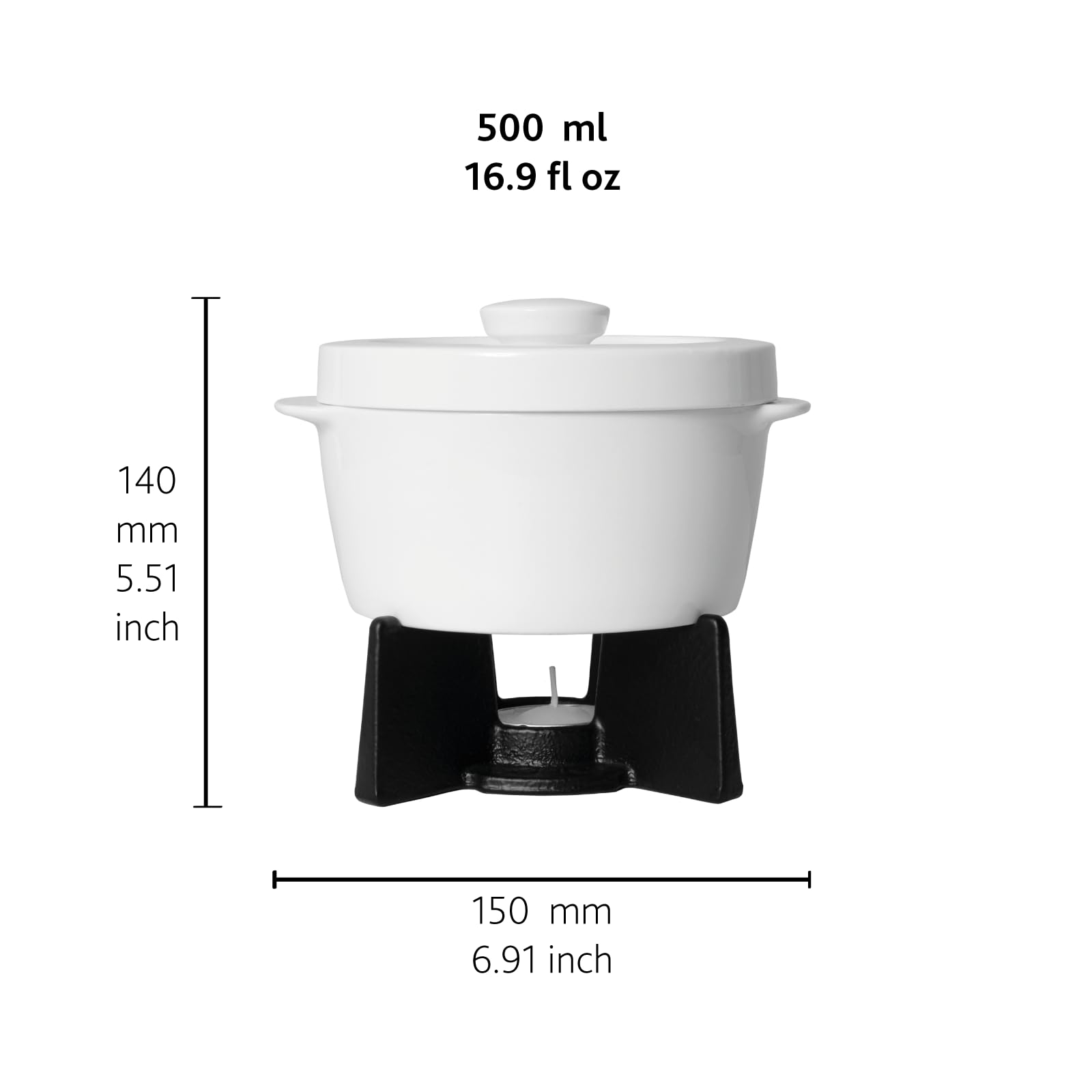 BOSKA Brie Baker porcelain and cast iron construction for durability.