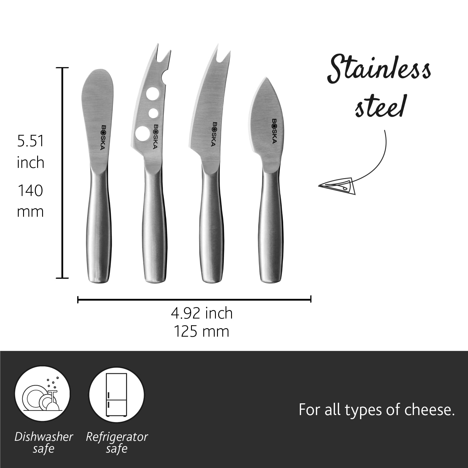 Boska dishwasher-safe cheese knives make cleanup easy