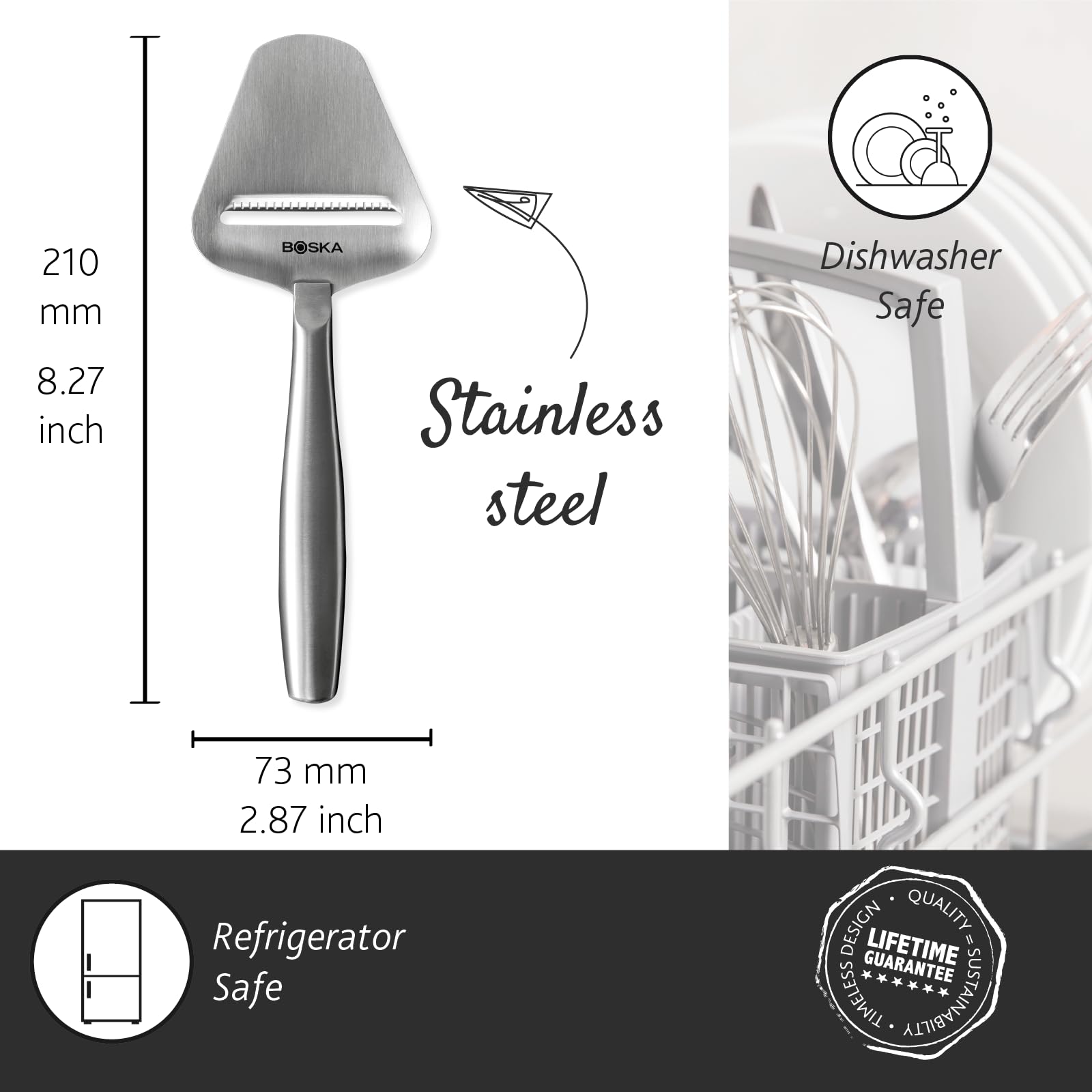 Boska hollow-handle design provides light, comfortable grip