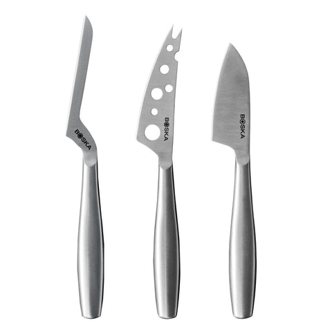 Boska stainless steel cheese knife set Copenhagen, three knives for all cheeses.
