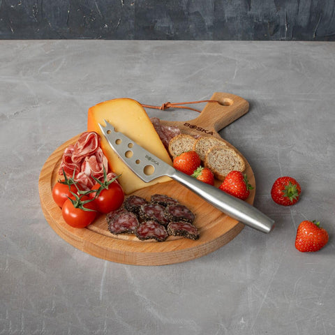 Boska stainless steel spreading knives for soft and firm cheeses.