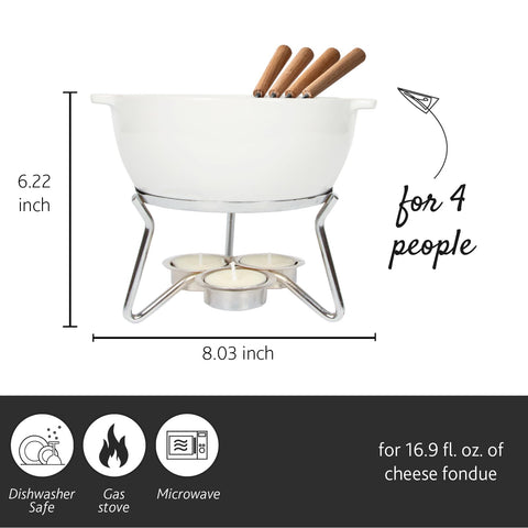Boska tea lights included to keep fondue warm during serving