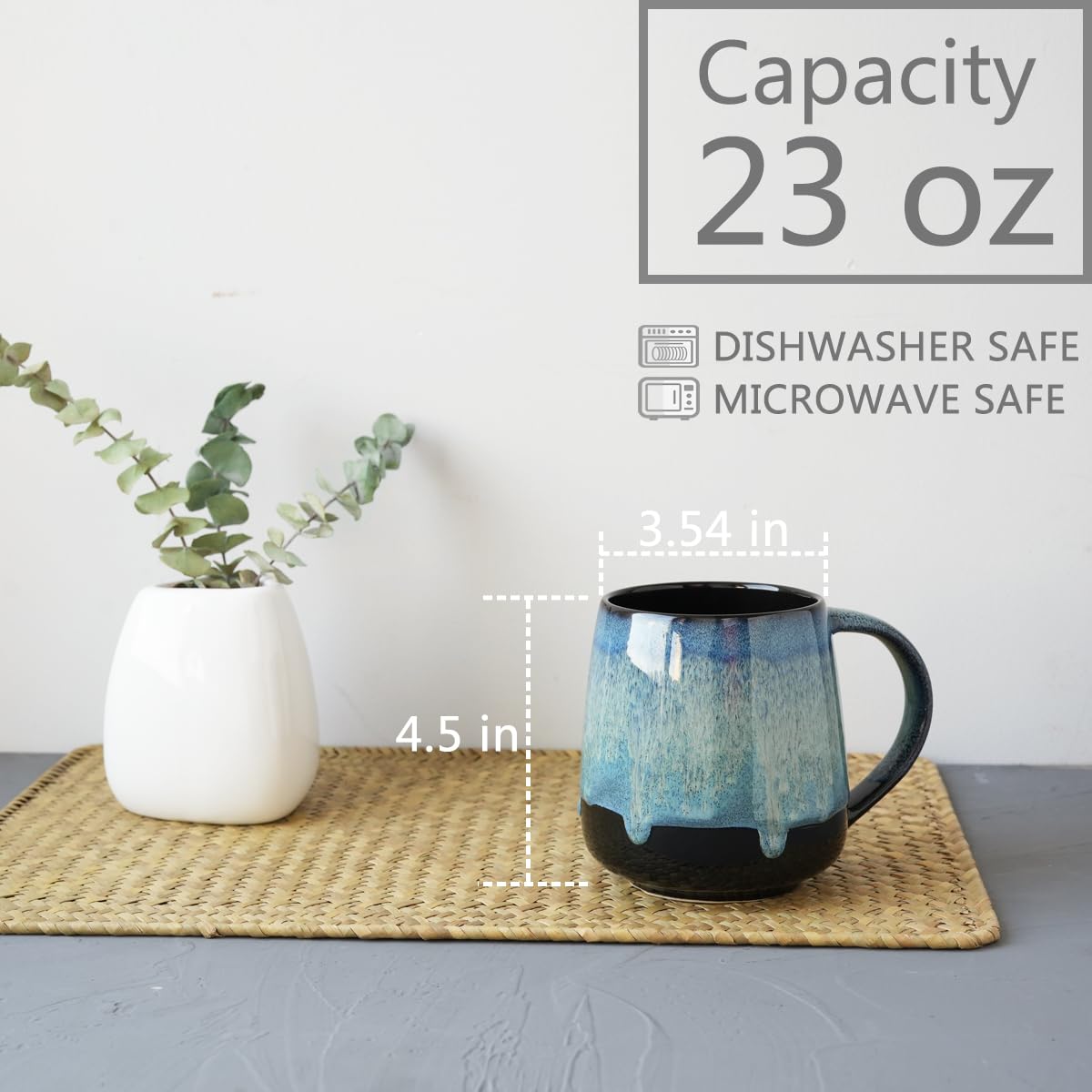 Bosmarlin big handle ceramic mug 23oz, ideal for tea at home