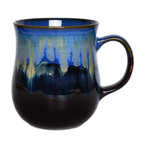 Bosmarlin blue reactive glaze mug with 21oz capacity for bold, hot drinks