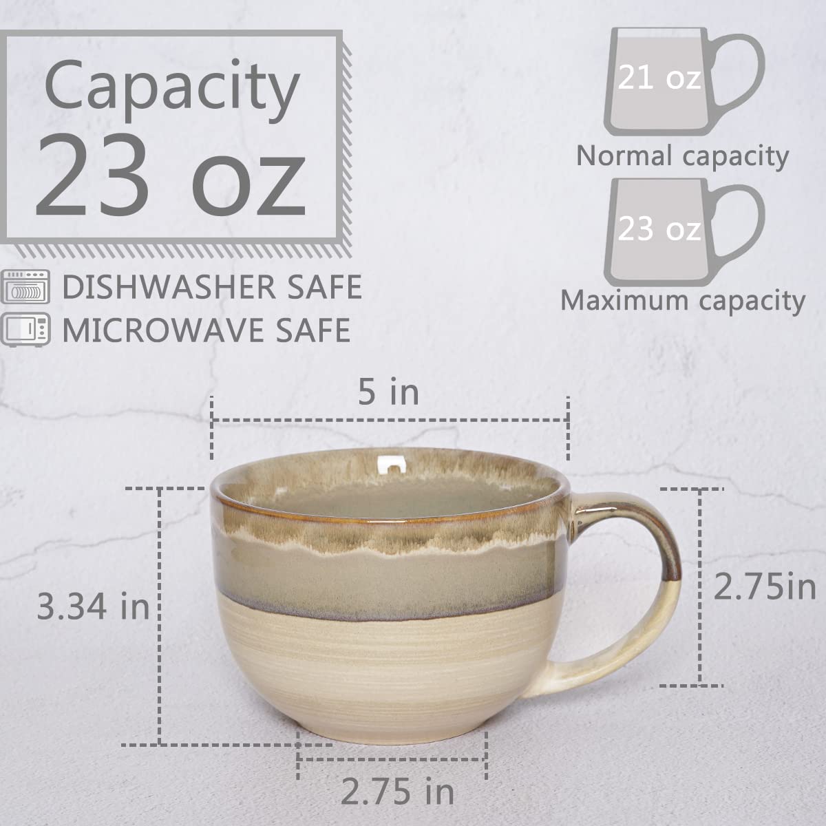 Bosmarlin jumbo mug handle detail for a comfortable grip during hot drinks.