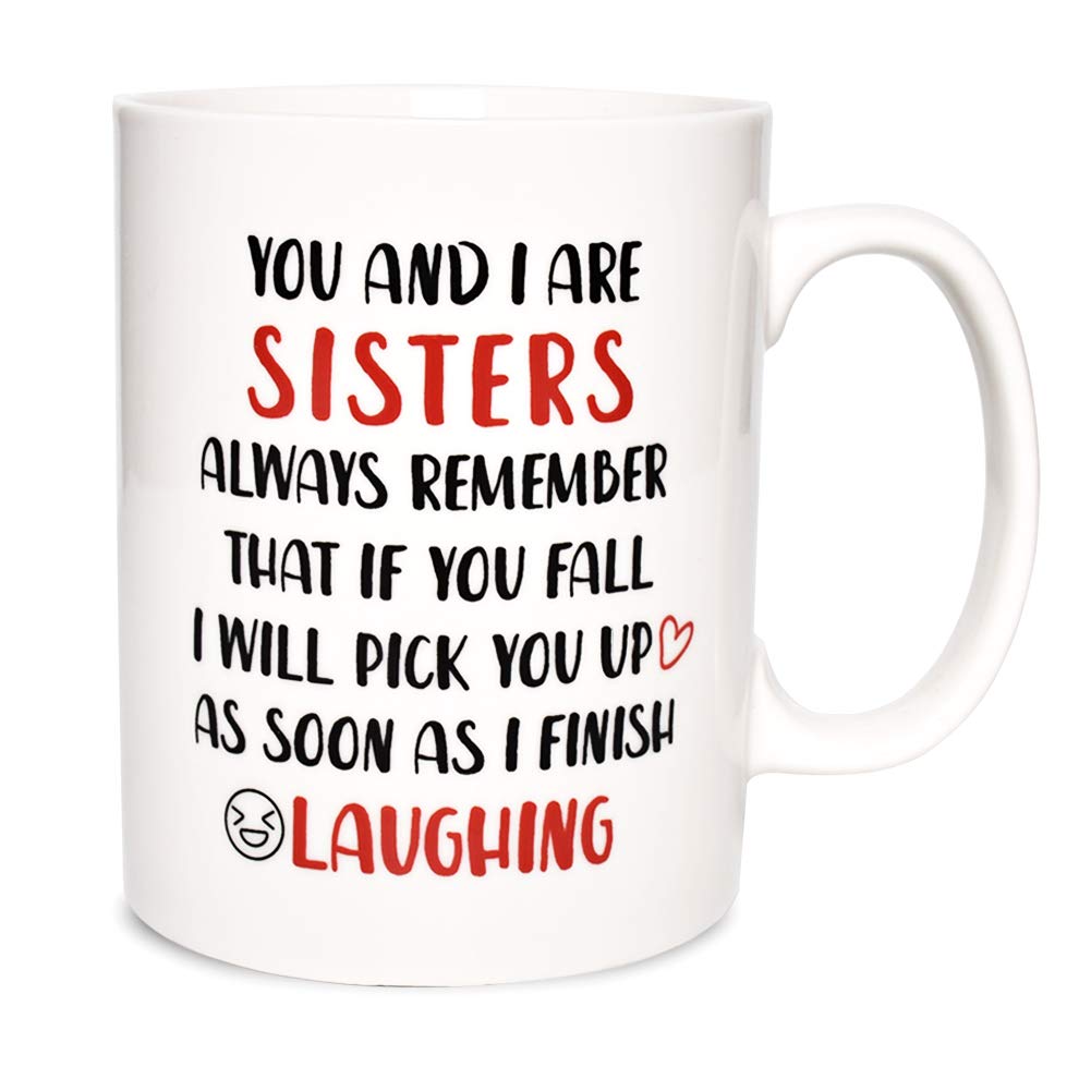 Bosmarlin Funny Sister mug front view showcases large 17.5 oz capacity for daily coffee.